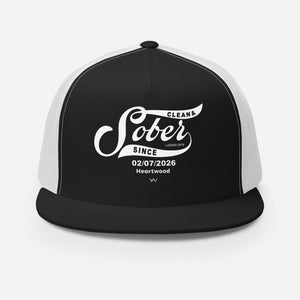 HW sober since Trucker Cap with custom sobriety date
