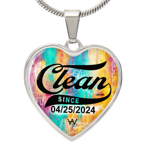HeartWood Clean Since Heart Necklace with Personalized Date | Sober Jewelry