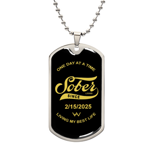 HW -Sobriety Gift | Dog Tag with Personalized 'Sober Since' Date