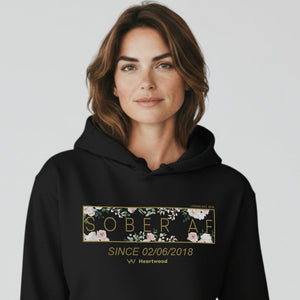 HW sober af flower women hoodie with custom date